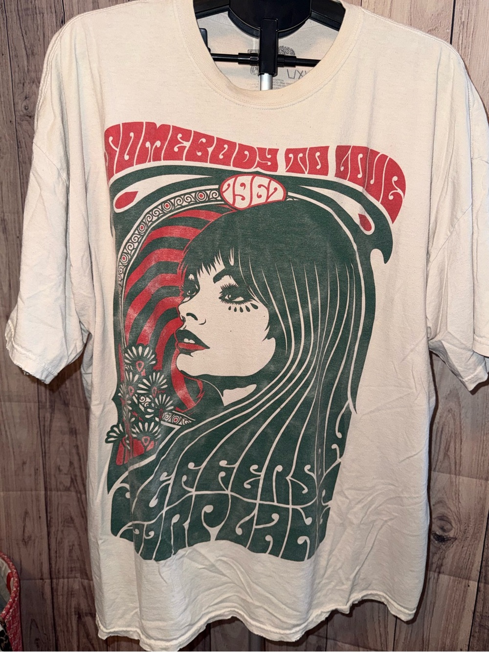 Somebody To Love Psychedelic Graphic Tee L/XL Retro Boho Festival